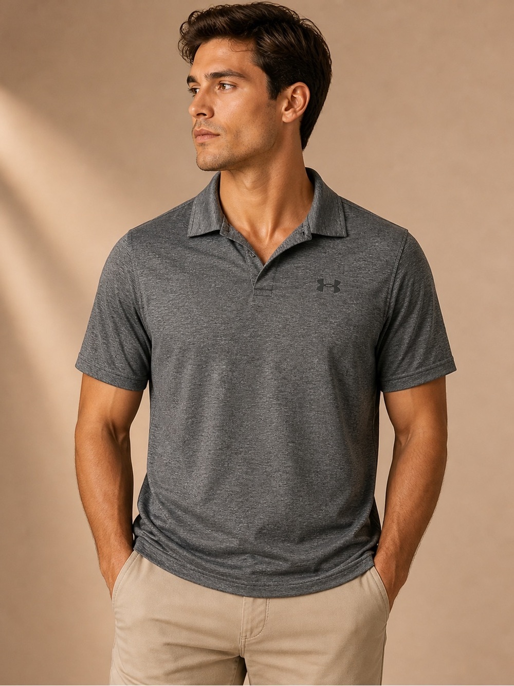 Under Armour Gray Performance Polo Men’s Athletic Golf Shirt Lightweight L